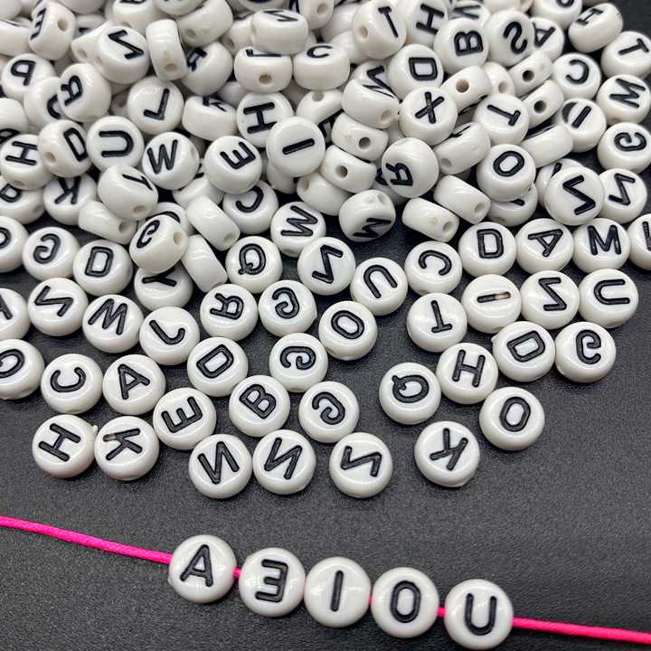 Tanio Nowe koraliki z literami - 100 sztuk, 7mm, owalny kształt, a… sklep