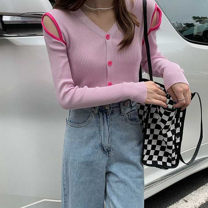 Opinie Sweter dziergany MEXZT Sexy Off Harajuku - jesienne ubranie … sklep online