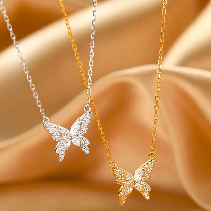Tanie Srebrny naszyjnik z motywem motyla - biżuteria ślubna i prez… sklep internetowy