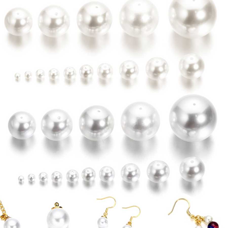 Tanie Białe perły ABS 10-300 szt. 4-30mm - wysoki połysk, DIY biżu…