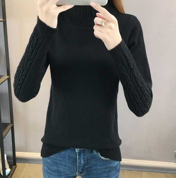 Sweter damski w koreańskim stylu z golfem - różowy 2021…