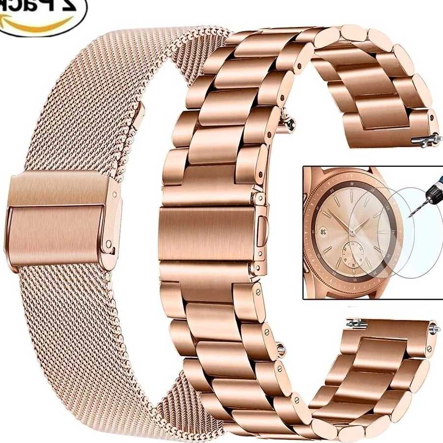 Tanie Pasek stalowy do zegarka Samsung Galaxy różowe złoto 18/20/2…