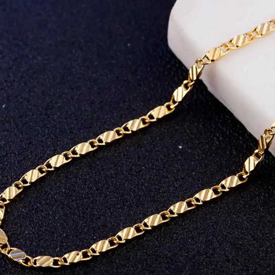 Tanie Najnowszy stylowy naszyjnik Link Chain z żółtego złota dla k…