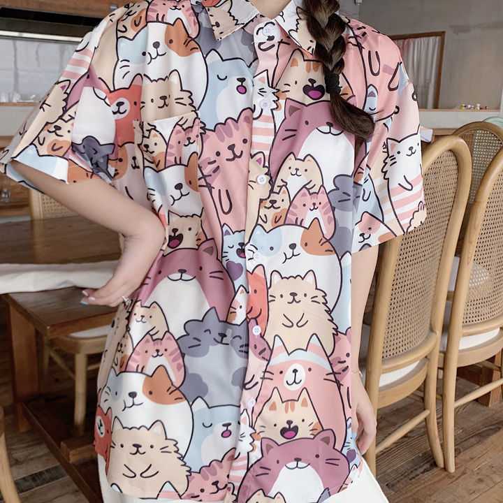 Tanie MINGLIUSILI Kawaii koszula z guzikami moda 2021 lato nadruk … sklep internetowy