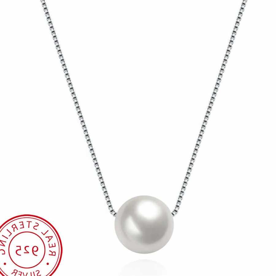 Tanie Srebrny naszyjnik z białym perłą wisiorkiem - Prosta Eleganc… sklep