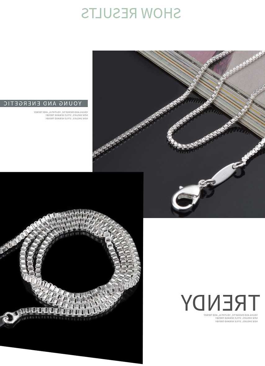 Tanio Srebrny naszyjnik 925, 2MM Box Chain, biżuteria ślubna dla k… sklep