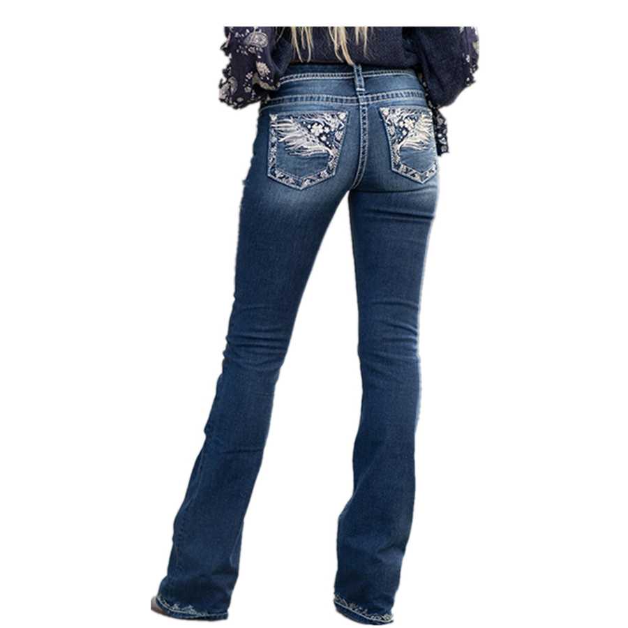 Opinie Stretch haftowane dżinsy chłopaka dżinsy dla mamy kobiet wys… sklep online