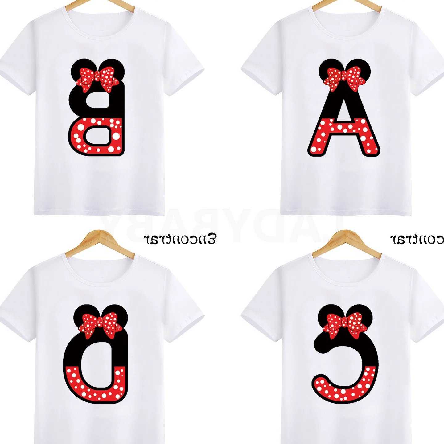 Tanie Dziewczynek Cute Mouse 26 nadruk liter T shirt Cartoon śmies…