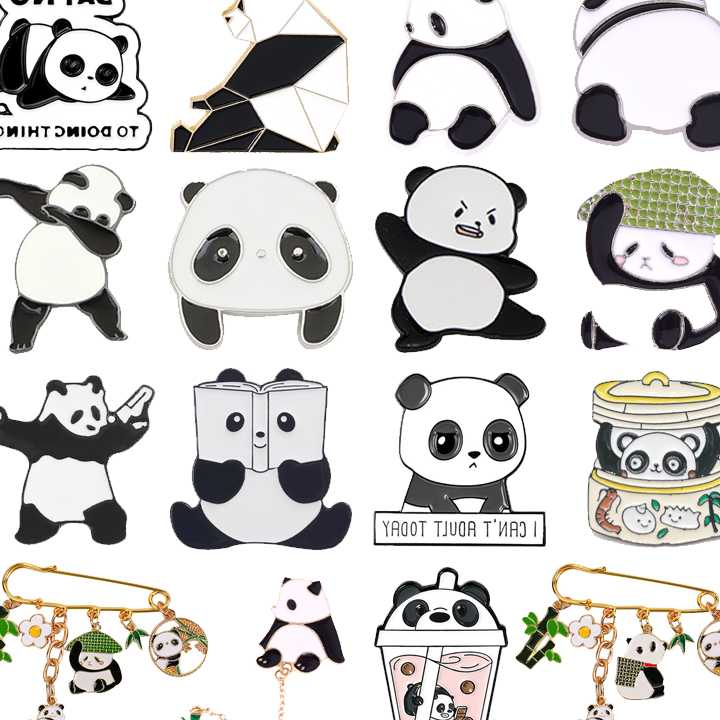 Tanie Słodka Panda - emaliowane szpilki z łańcuszkiem i wisiorkiem…