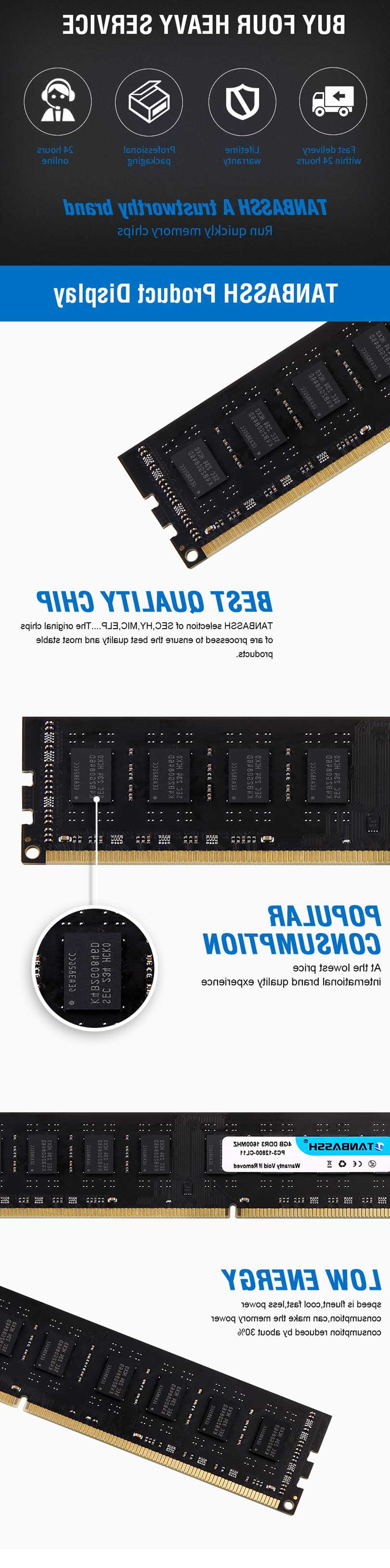 Tanie TANBASSH 4GB 8GB DDR3 1600MHz pamięć stacjonarna RAM kompaty… sklep internetowy