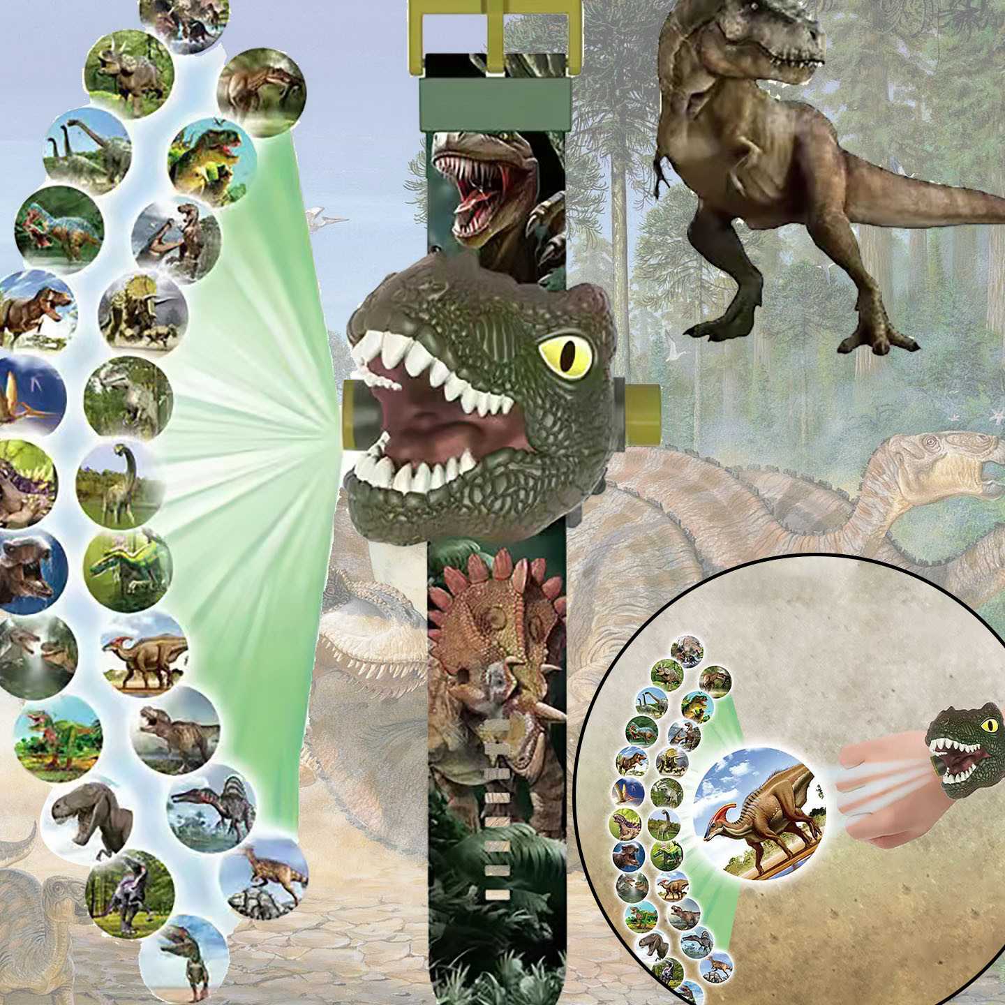 Tanie Zegarek DinoProjekcja - Bajkowy zegarek 3D dla dzieci z proj…