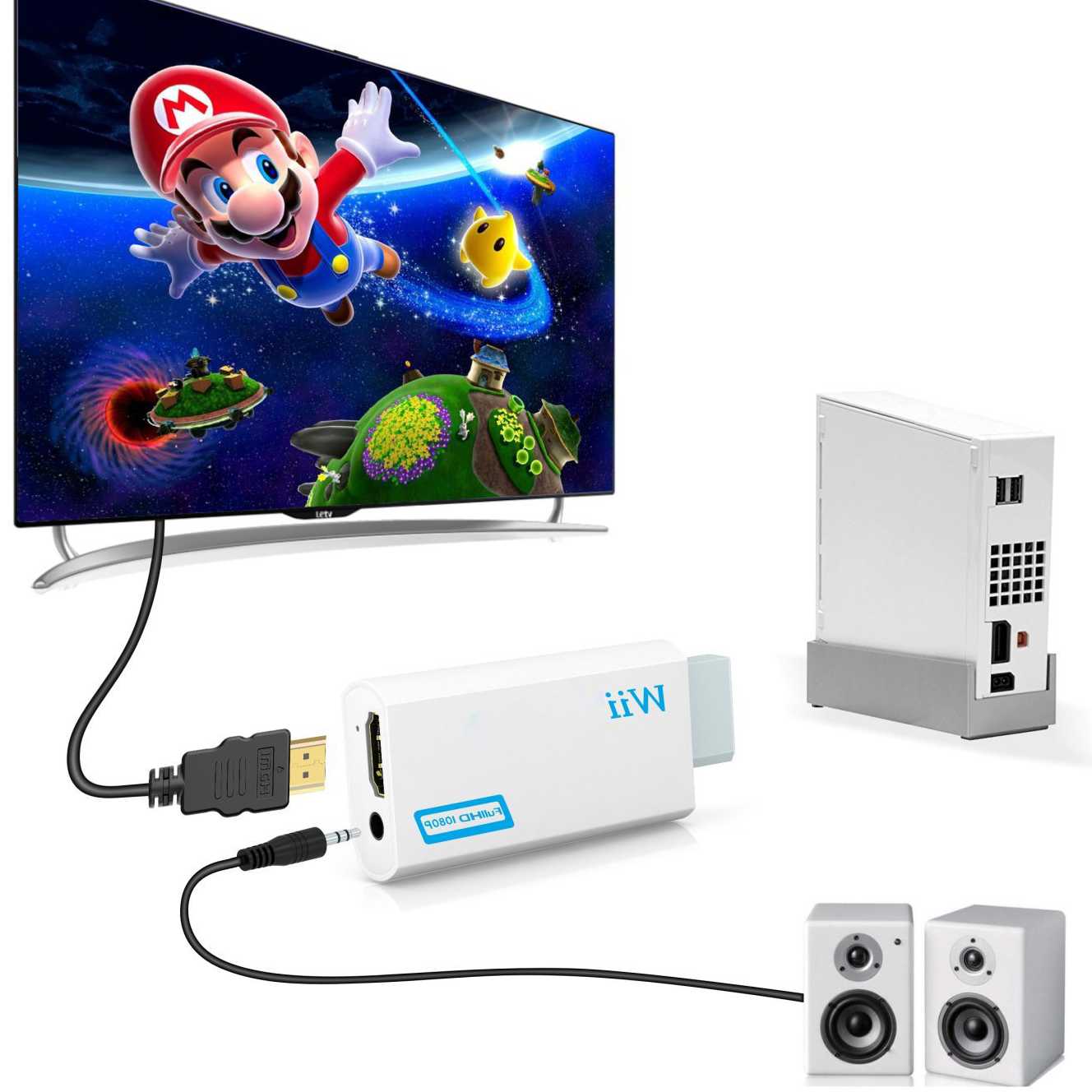 Opinie Konwerter Full HD 1080P Wii2HDMI z Adapterem Audio 3.5mm dla… sklep online
