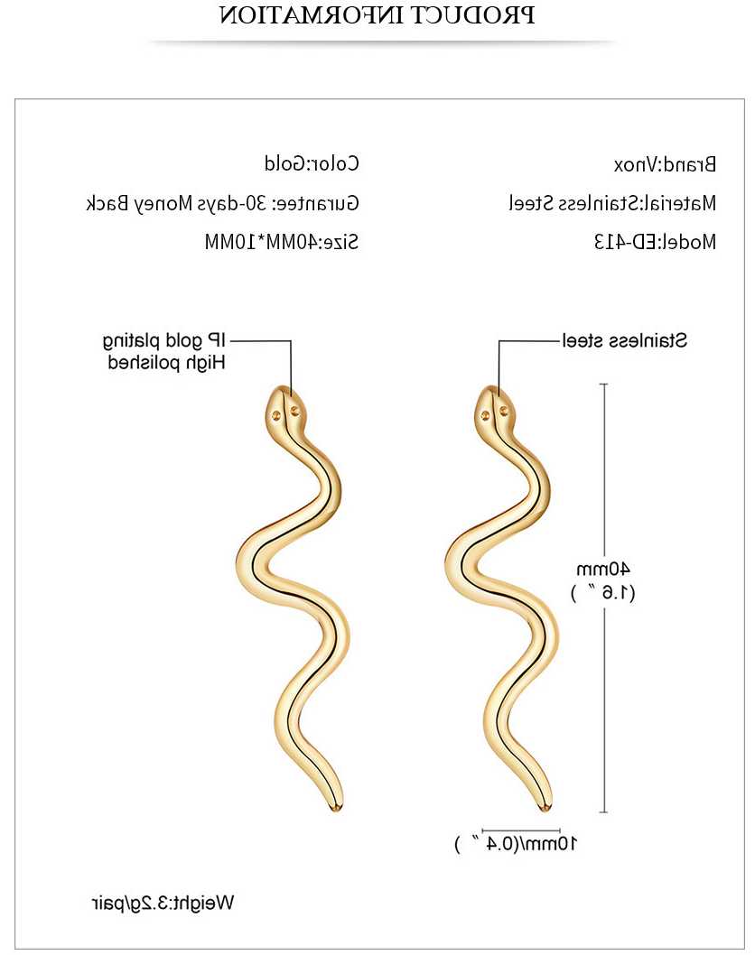 Vnox Chic kolczyki w kształcie węża dla kobiet biżuteria Par…