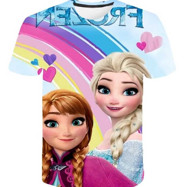 Tanie Elsa mrożone letnie dzieci T-shirt moda Anna Elsa dziewczyny… sklep