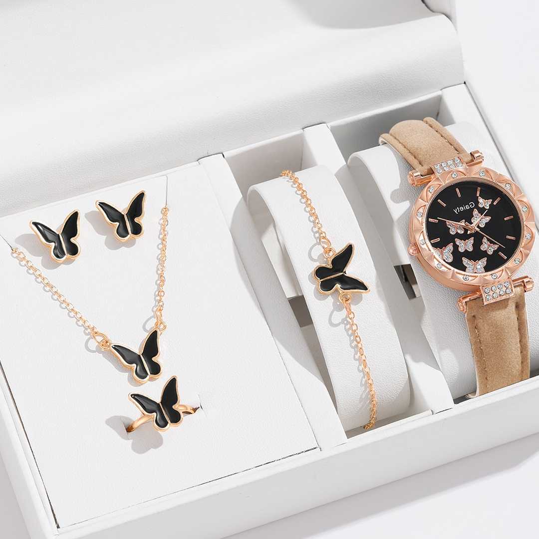6 sztuk luksusowy zegarek kobiet pierścień naszyjnik kolczyk…
