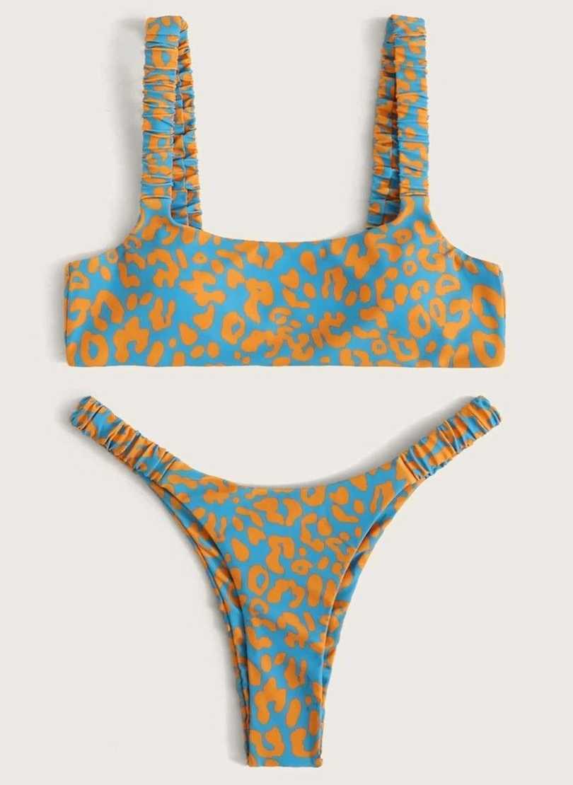 Tanie Seksowne Bikini Mikro 2022 - Pomarańczowy Leopard Push Up…