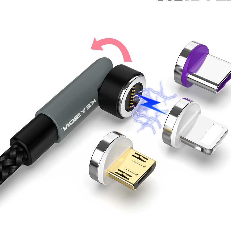 Tanie KEYSION 5A Magnetyczny Kabel USB Obrotowy do Gier - Szybkie …