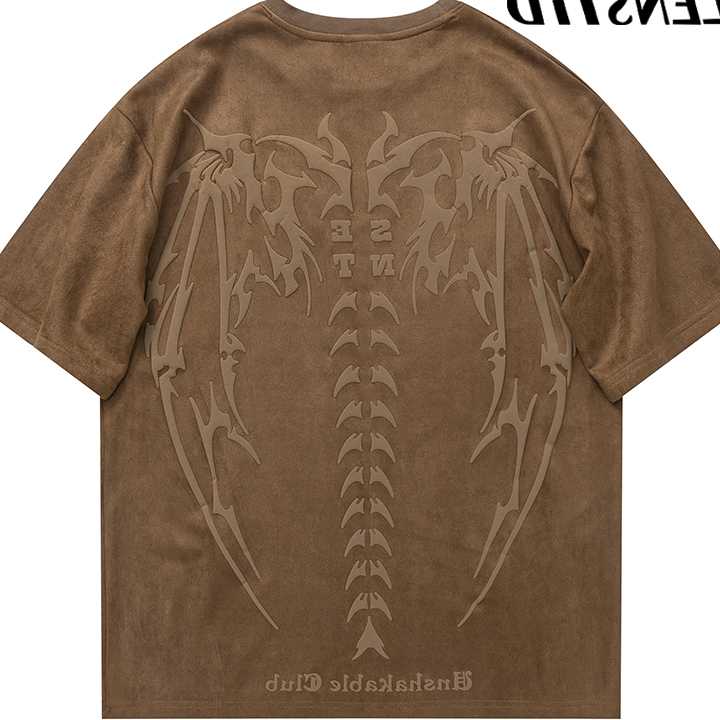 Tanie Letnie męskie koszulki z diabelskim skrzydłem - Streetwear 2… sklep