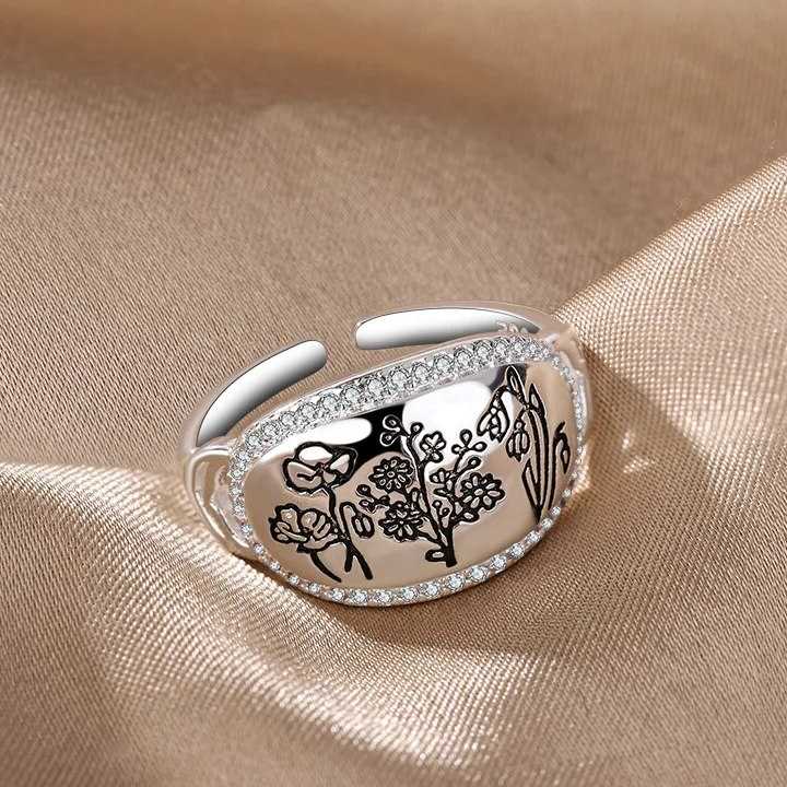 Tanie Srebrny pierścień kwiatowy 925 Sterling Silver - oryginalny,…