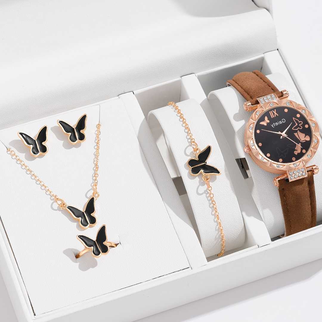 6 sztuk luksusowy zegarek kobiet pierścień naszyjnik kolczyk…
