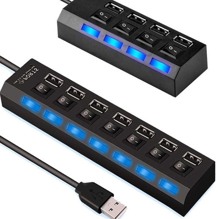 Tanio Szybki 4/7 portowy USB HUB 2.0 Adapter z LED, rozdzielacz Mu… sklep