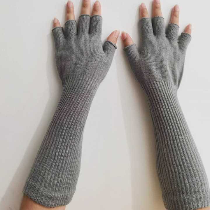 Tanie Długie dzianinowe rękawiczki Unisex na jesień i zimę - czarn…