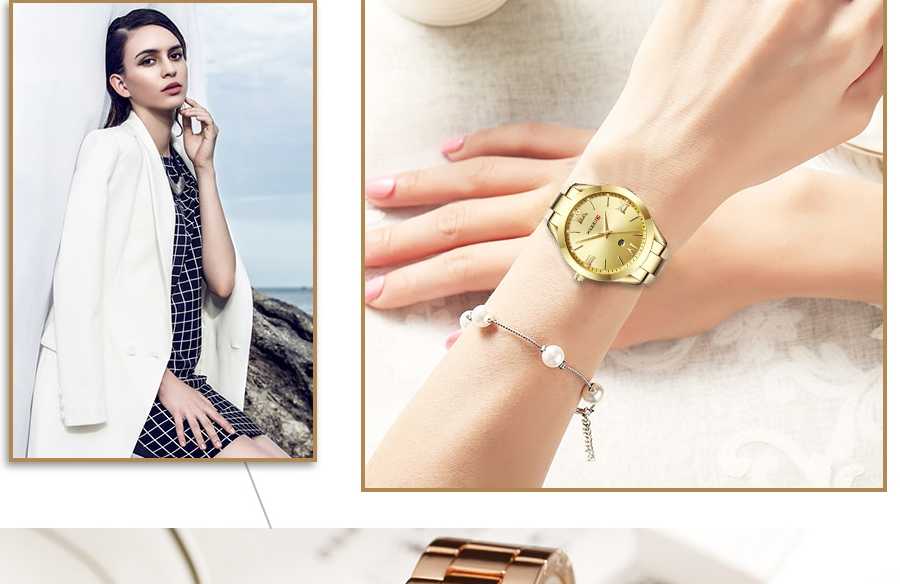 Tanie CURREN złoty zegarek damski zegarki damskie kreatywny stalow… sklep internetowy