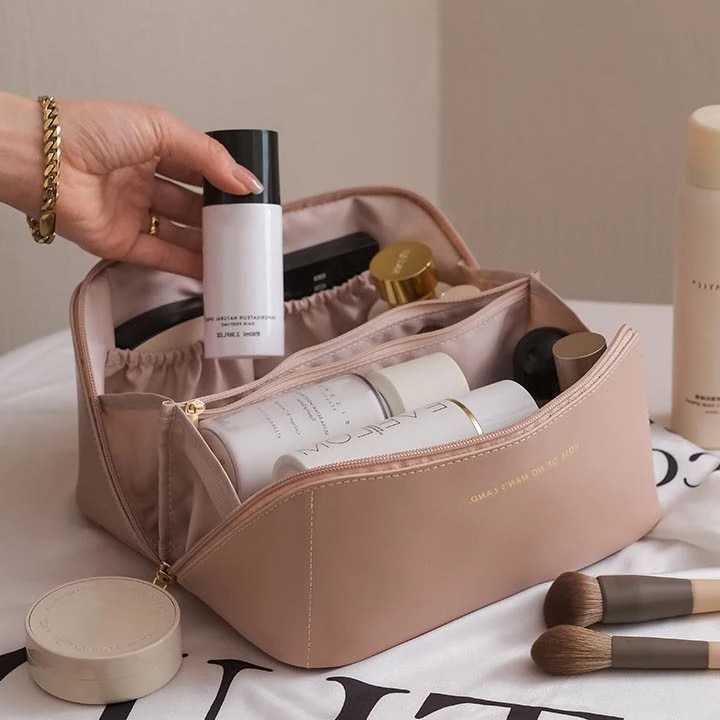 Tanie Elegancka torba kosmetyczna PU skórzana na podróż z organiza… sklep internetowy