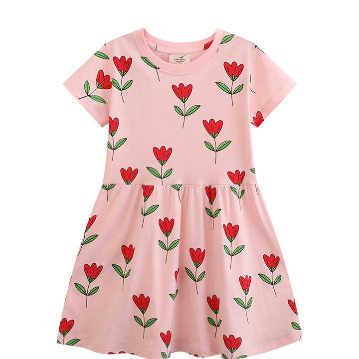 Tanie Różowa sukienka z kwiatem dla małej księżniczki - ubrania dl…