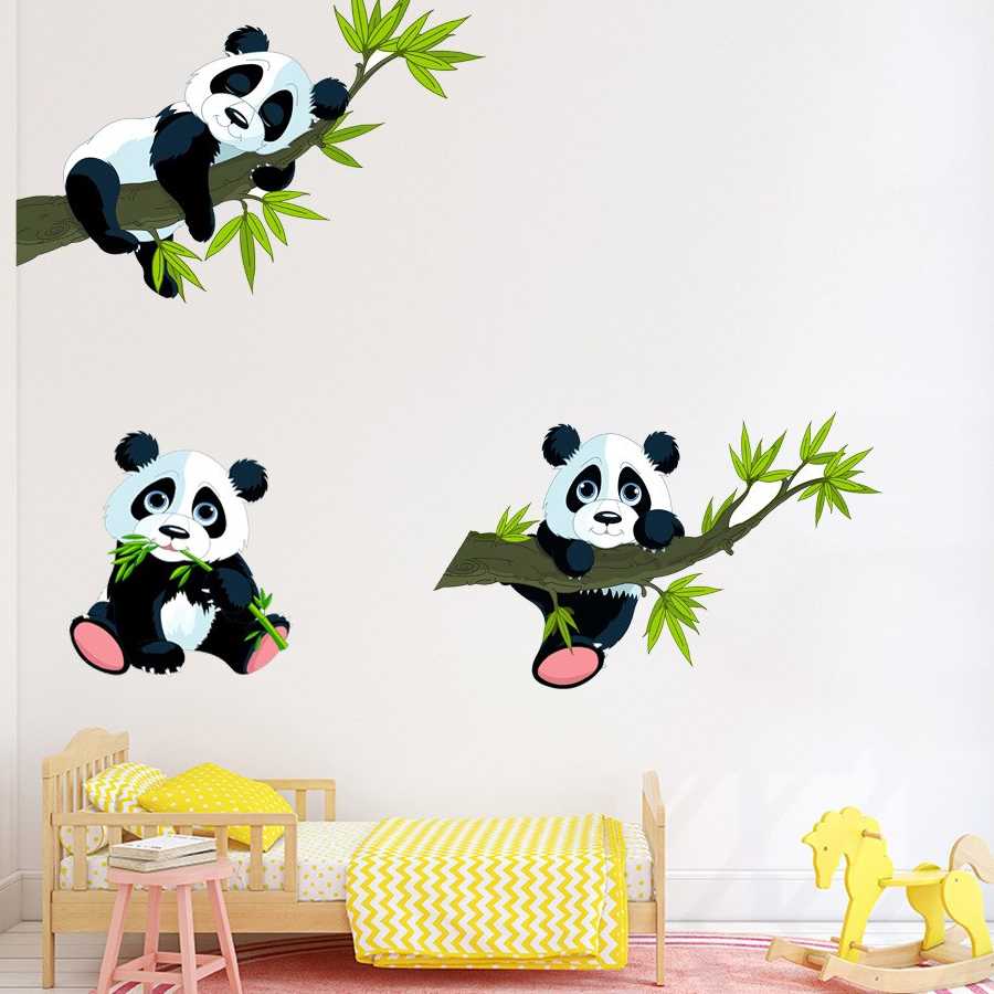 Tanie Naklejka dekoracyjna Panda Bambus Liść - 40x60cm, do sypialn…