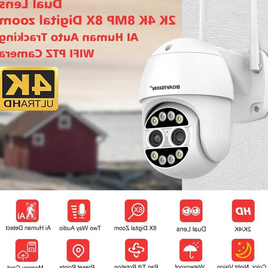 Tanie 4K 8MP 8X Zoom 2.8mm + 12mm podwójny obiektyw WiFi kamera mo… sklep internetowy