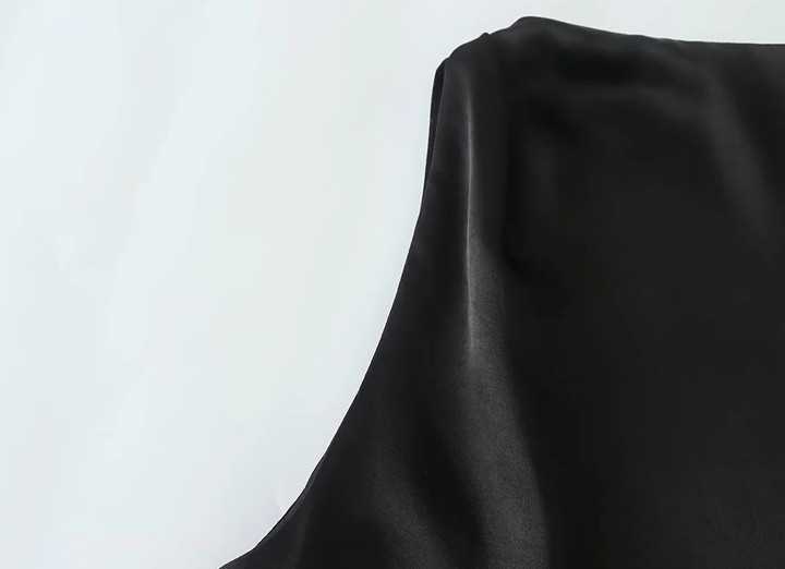 Tanie Czarny satynowy top TRAF z wyciętymi plecami - Y2K Streetwea… sklep internetowy