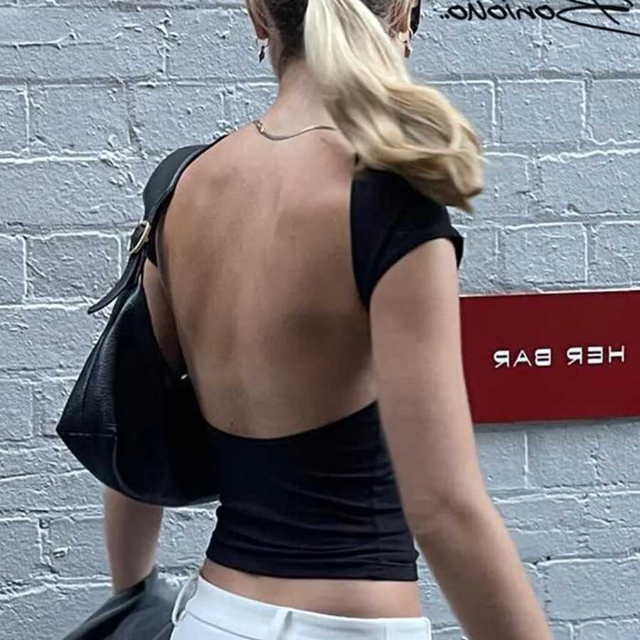 Tanie Krótki top Boniouo Backless Y2K - moda lato 2023 dla kobiet:…
