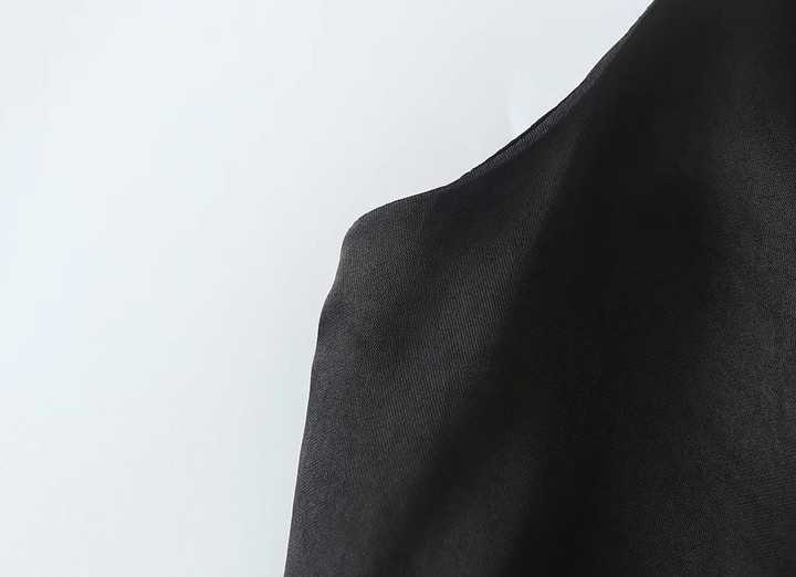 Tanie Czarny satynowy top TRAF z wyciętymi plecami - Y2K Streetwea… sklep internetowy