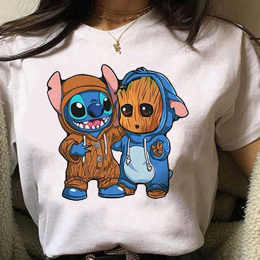 Tanie Disney Stitch i Groot T Shirt dla kobiet - letnia moda z zab…