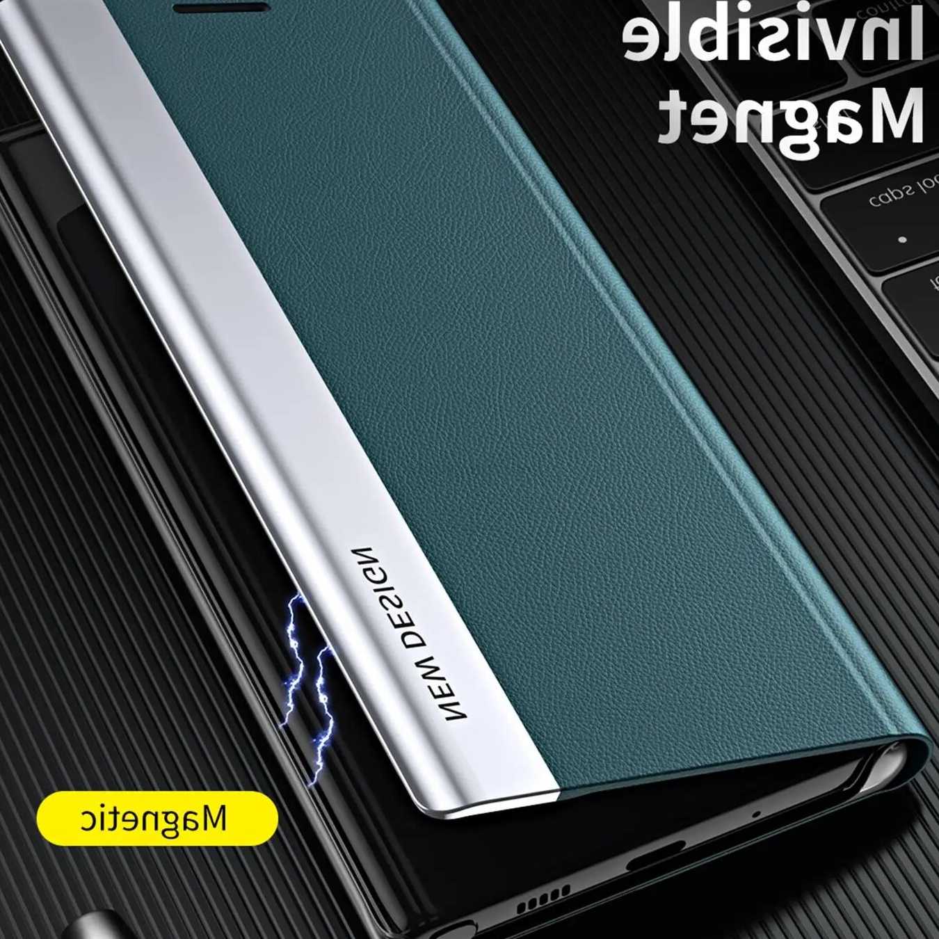 Tanie Skórzany uchwyt magnetyczny z odwracaną pokrywą dla Samsung …