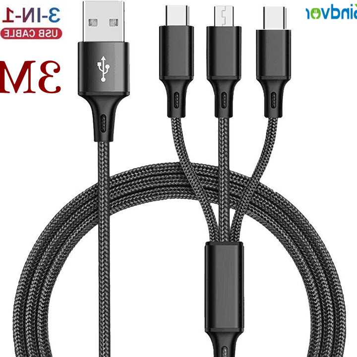 Tanie Szybki kabel ładujący 3M 3 w 1 Micro USB type-c szybka ładow…