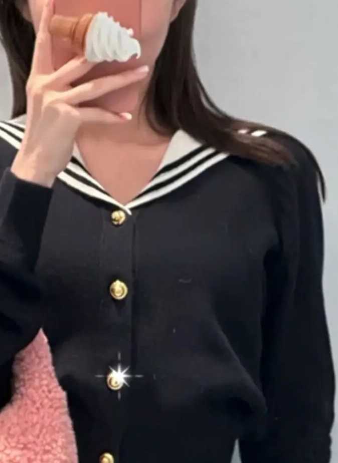 Tanie Marynarska marynarka w paski - nowy stylowy sweter płaszcz d… sklep