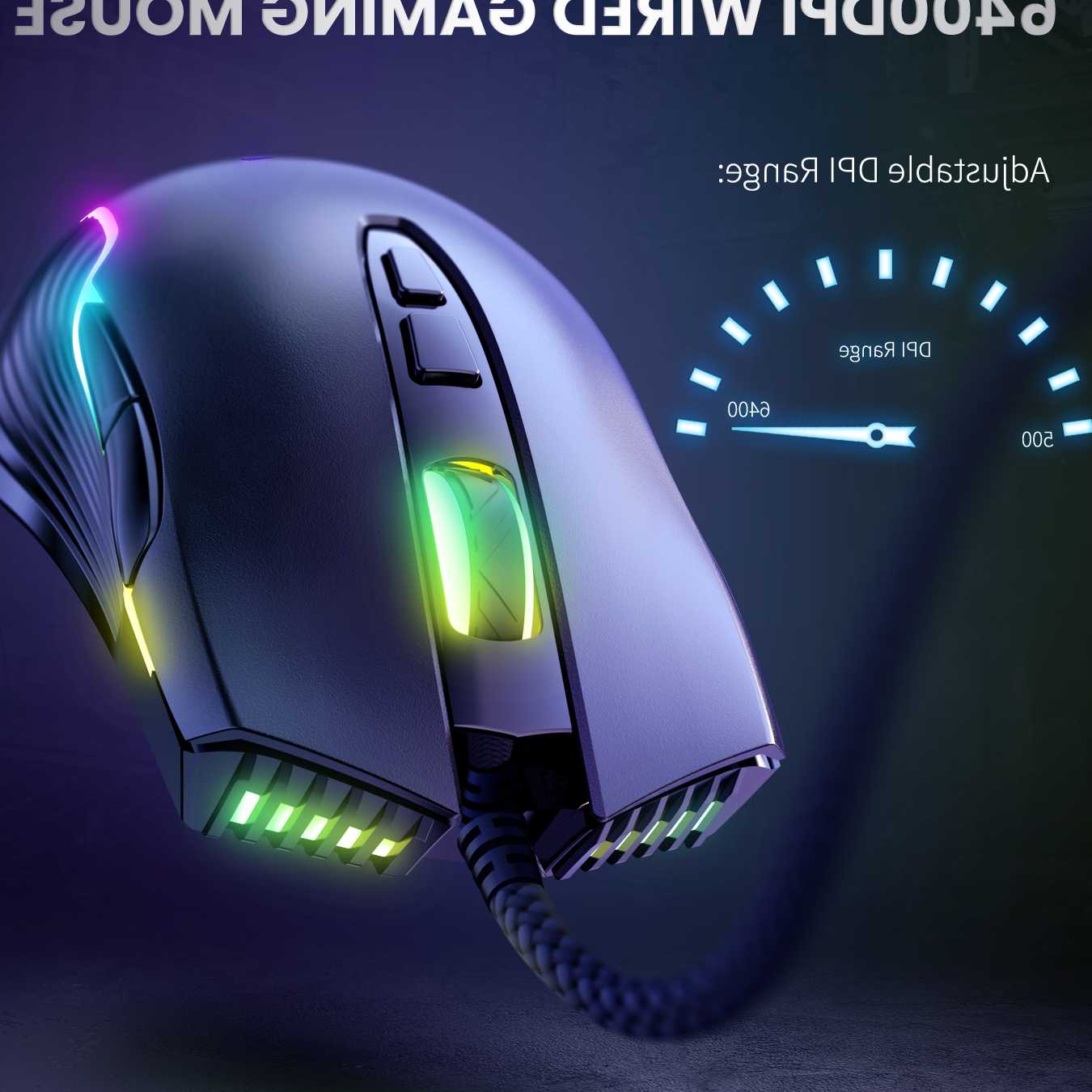 Tanio ONIKUMA Mysz do gier 6 poziomów 6400 DPI 7 przyciski RGB erg… sklep