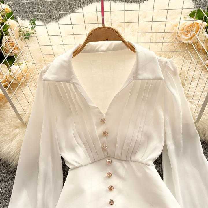 Tanie Elegancka Lapel łączona bluzka damska - nowa kolekcja wiosna… sklep internetowy