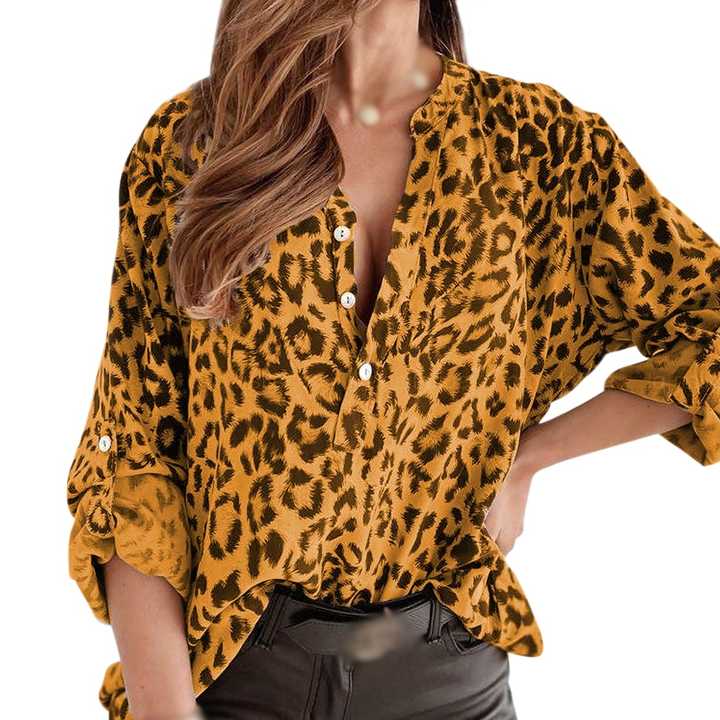 Opinie Moda damska koszule z motywem lamparta z długim rękawem luźn… sklep online