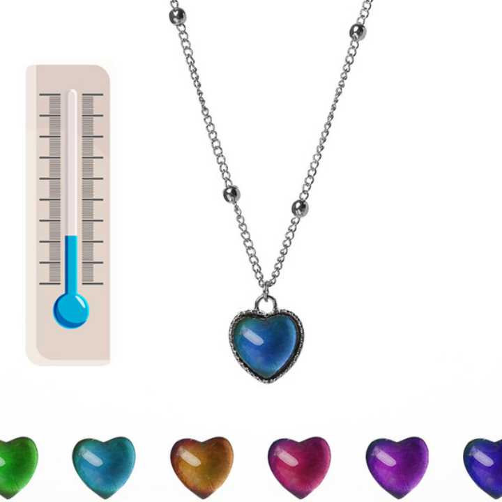 Tanio Kolorowa biżuteria - naszyjnik serce z kontrolą temperatury… sklep