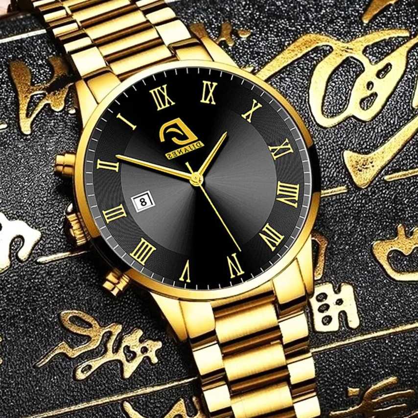Tanie Złote zegarki męskie - luksusowy minimalistyczny kwarcowy ze… sklep internetowy