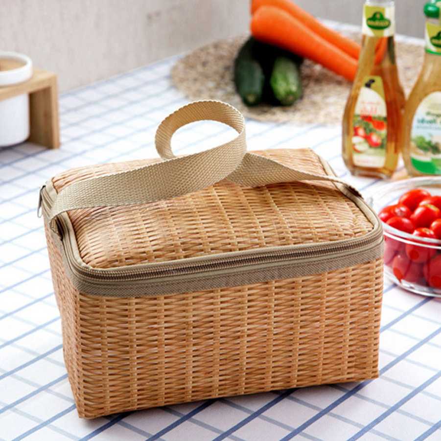 Tanie Przenośna wiklinowa rattanowa torba na piknik wodoodporna za… sklep internetowy