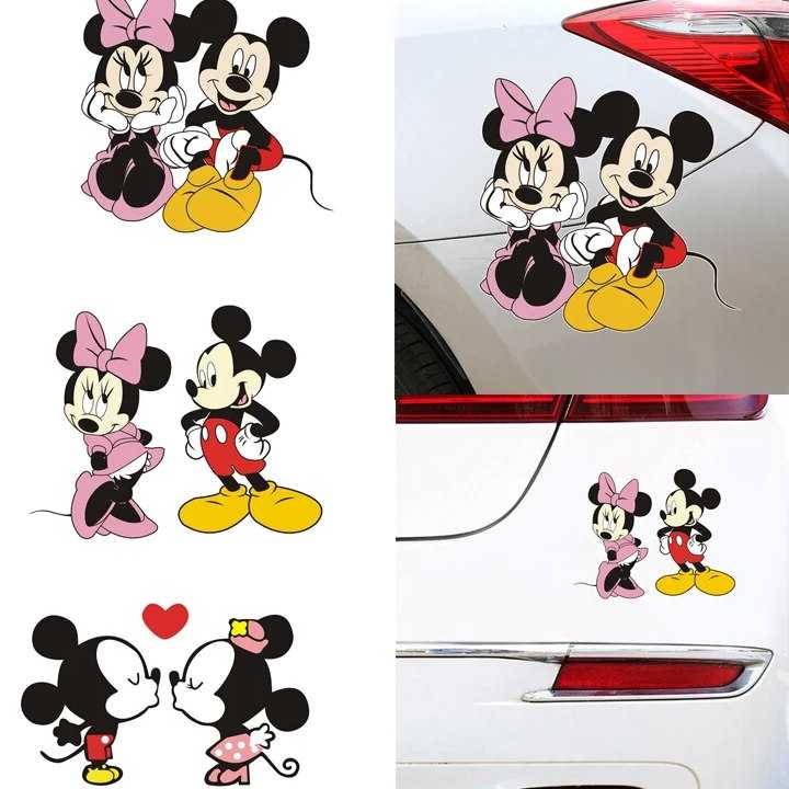 Tanie Naklejki samochodowe Disney Mickey Minnie Kawaii - odblaskow…