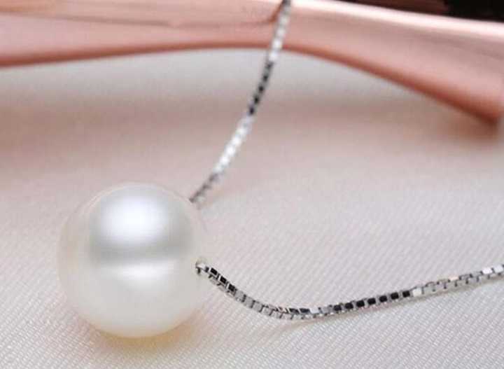 Tanio Srebrny naszyjnik z białym perłą wisiorkiem - Prosta Eleganc… sklep