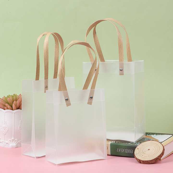 Tanie 1Pc torby na zakupy przezroczyste PVC matowe PP - idealne do… sklep
