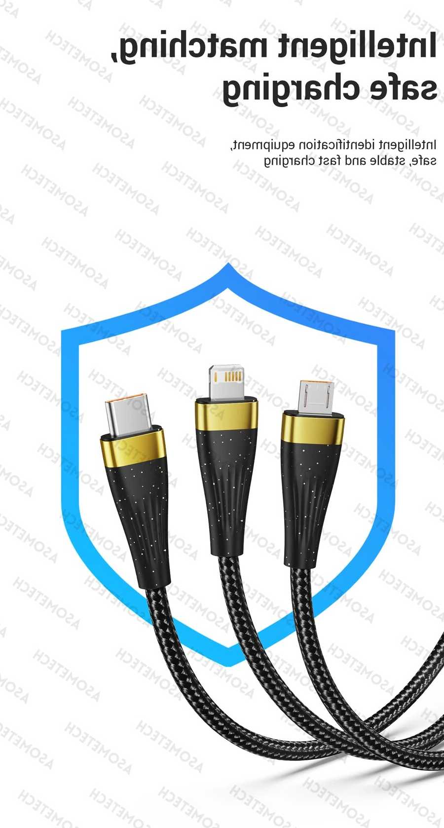 Tanie Huawei/Honor 3w1 kabel ładujący USB 6A 100W - przenośny Micr… sklep internetowy