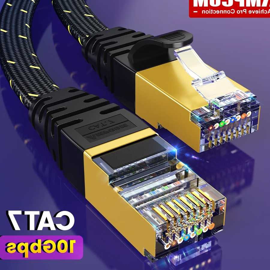 Tanie AMPCOM Cat7 kabel Ethernet płaskie przewód Lan SFTP okrągły …
