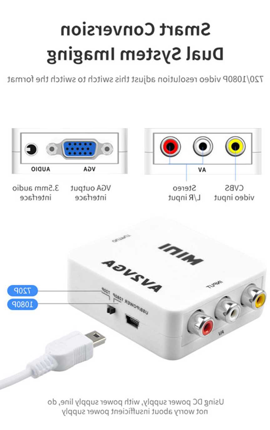 Tanio HDMI-kompatybilny z konwerter AV RCA L/R AV do VGA HDMI Adap… sklep
